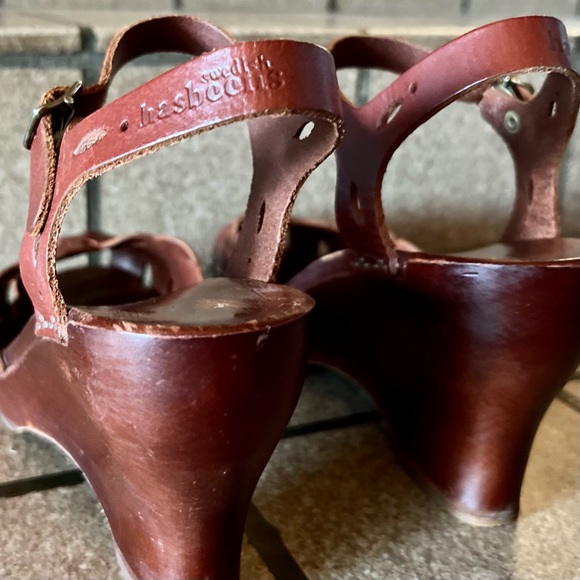 Swedish Hasbeen’s Cognac Wedge Sandles size 38 - Picture 2 of 16